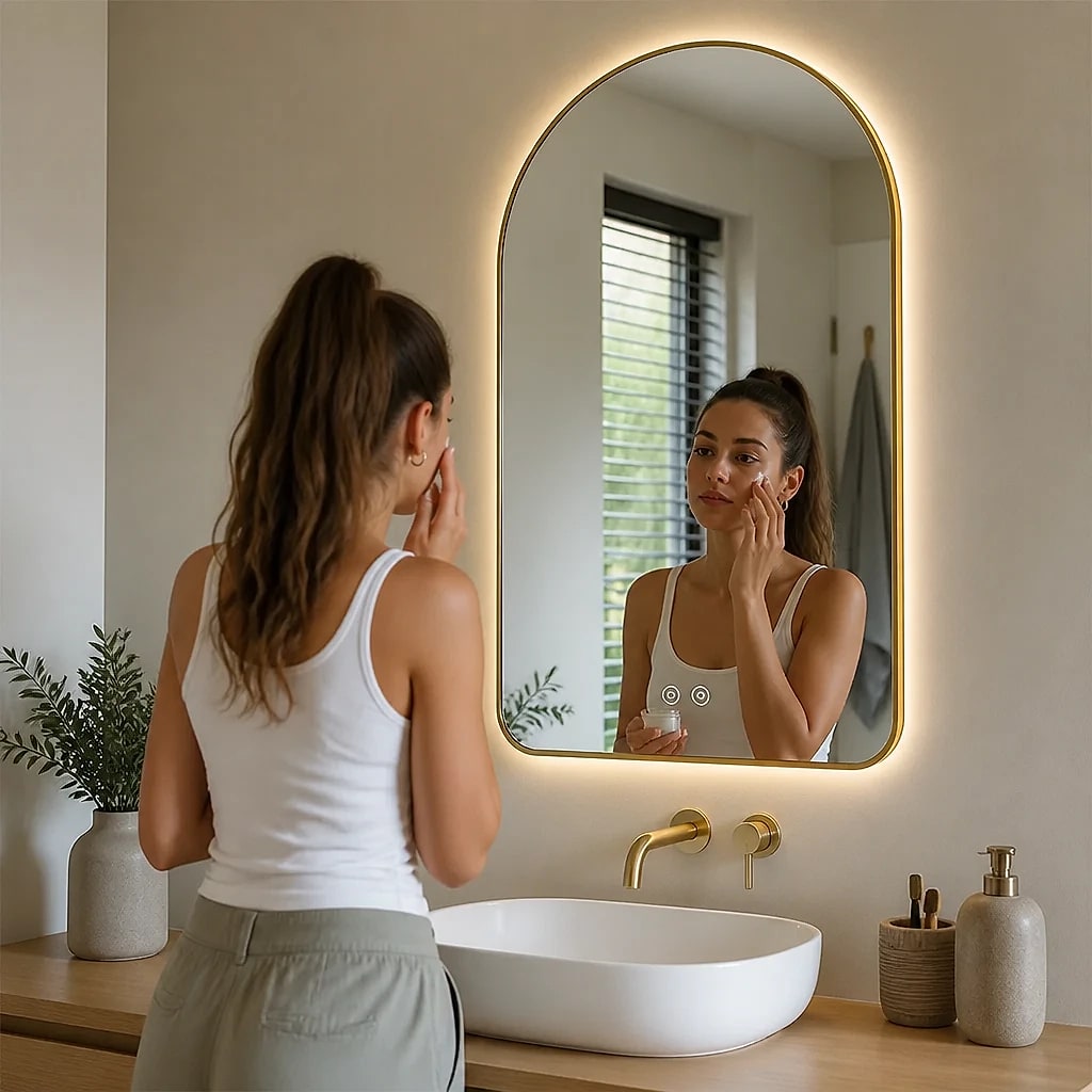 Arch LED Bathroom Mirror Gold