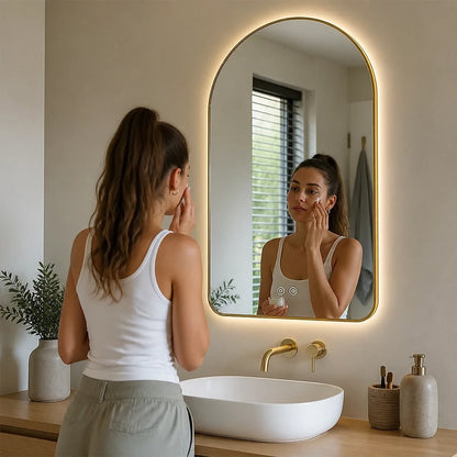 Arch LED Bathroom Mirror Gold