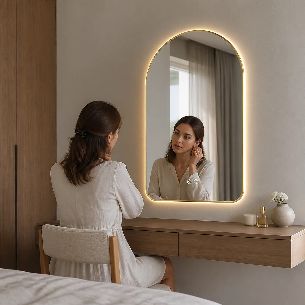 Arch LED Bathroom Mirror Gold