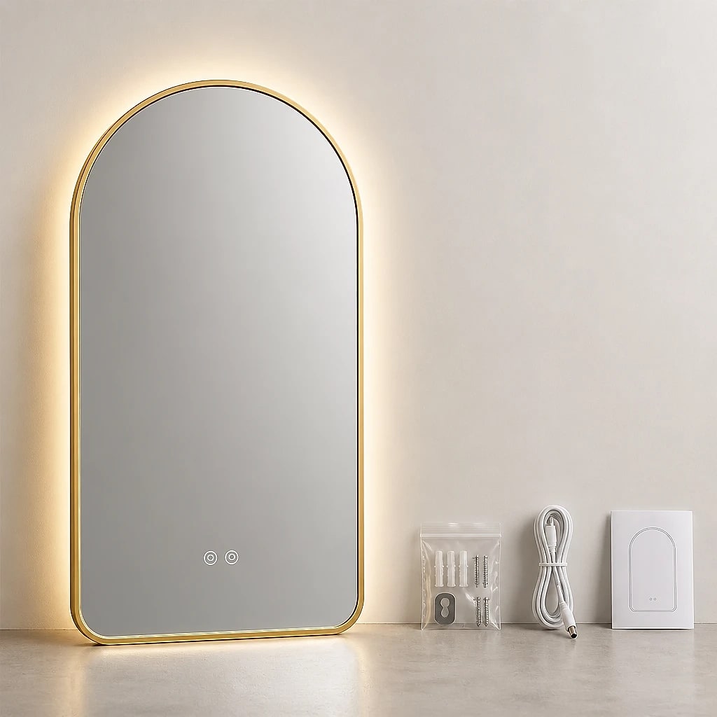 Arch LED Bathroom Mirror Gold