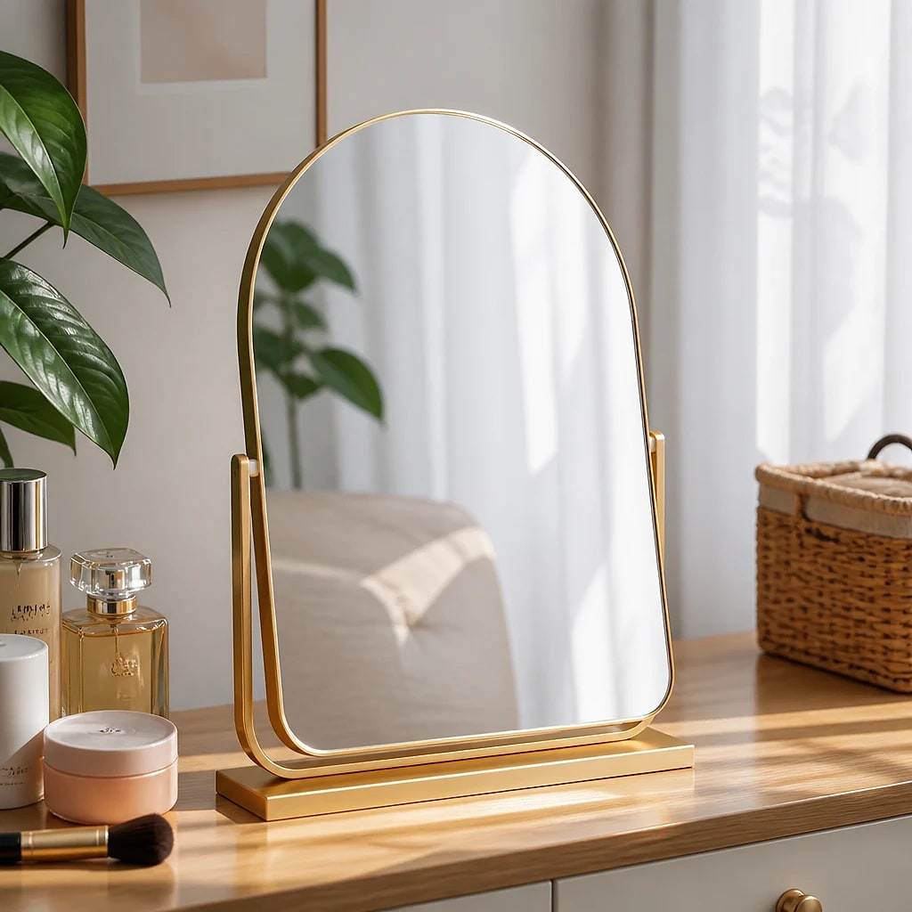 Arched Vanity Mirror Gold