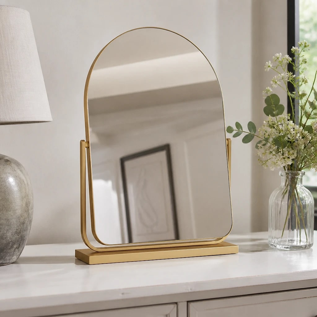 Arched Vanity Mirror Gold
