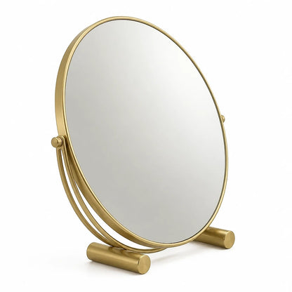 Gold Round Tabletop Vanity Mirror