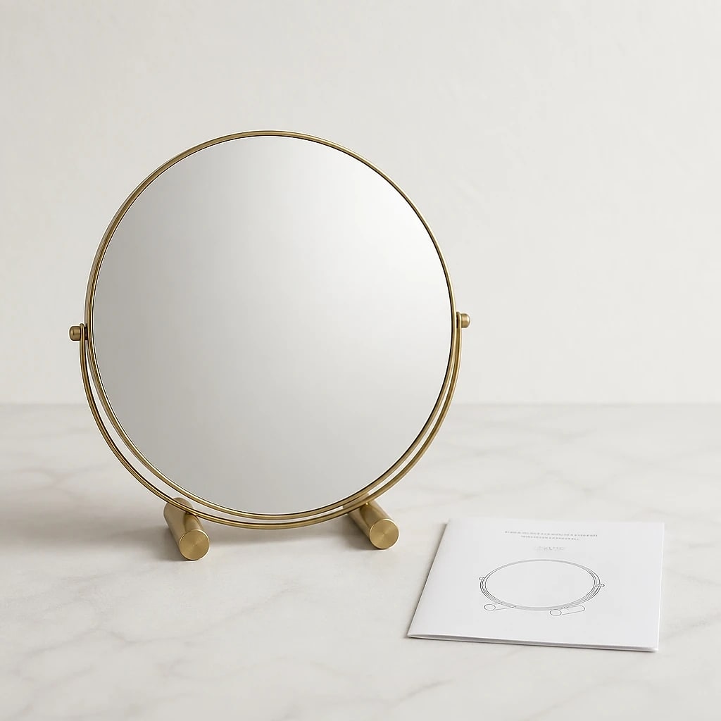 Gold Round Tabletop Vanity Mirror