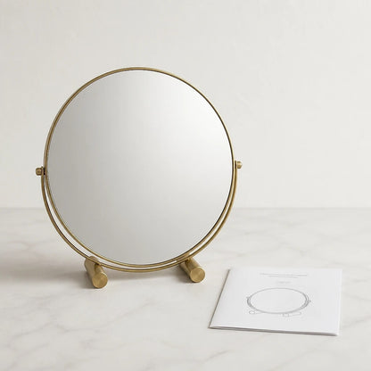 Gold Round Tabletop Vanity Mirror