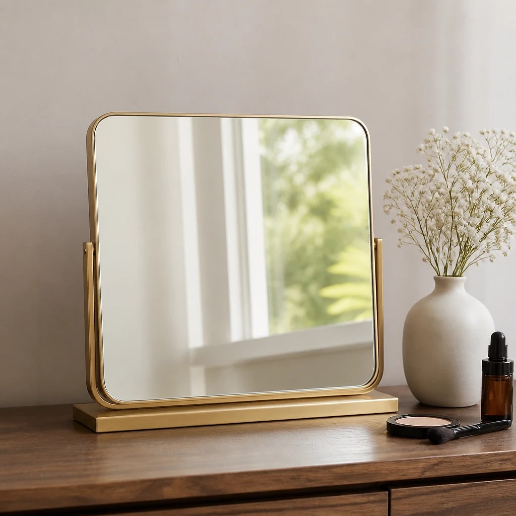 Gold Tabletop Dressing Table Mirror