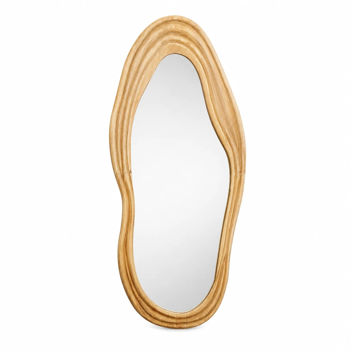 Irregular Wood Frame Wall Mirror