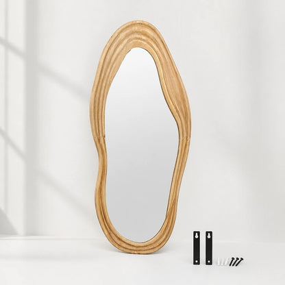 Irregular Wood Frame Wall Mirror