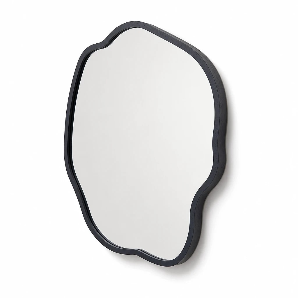 Irregular Wooden Frame Wall Mirror