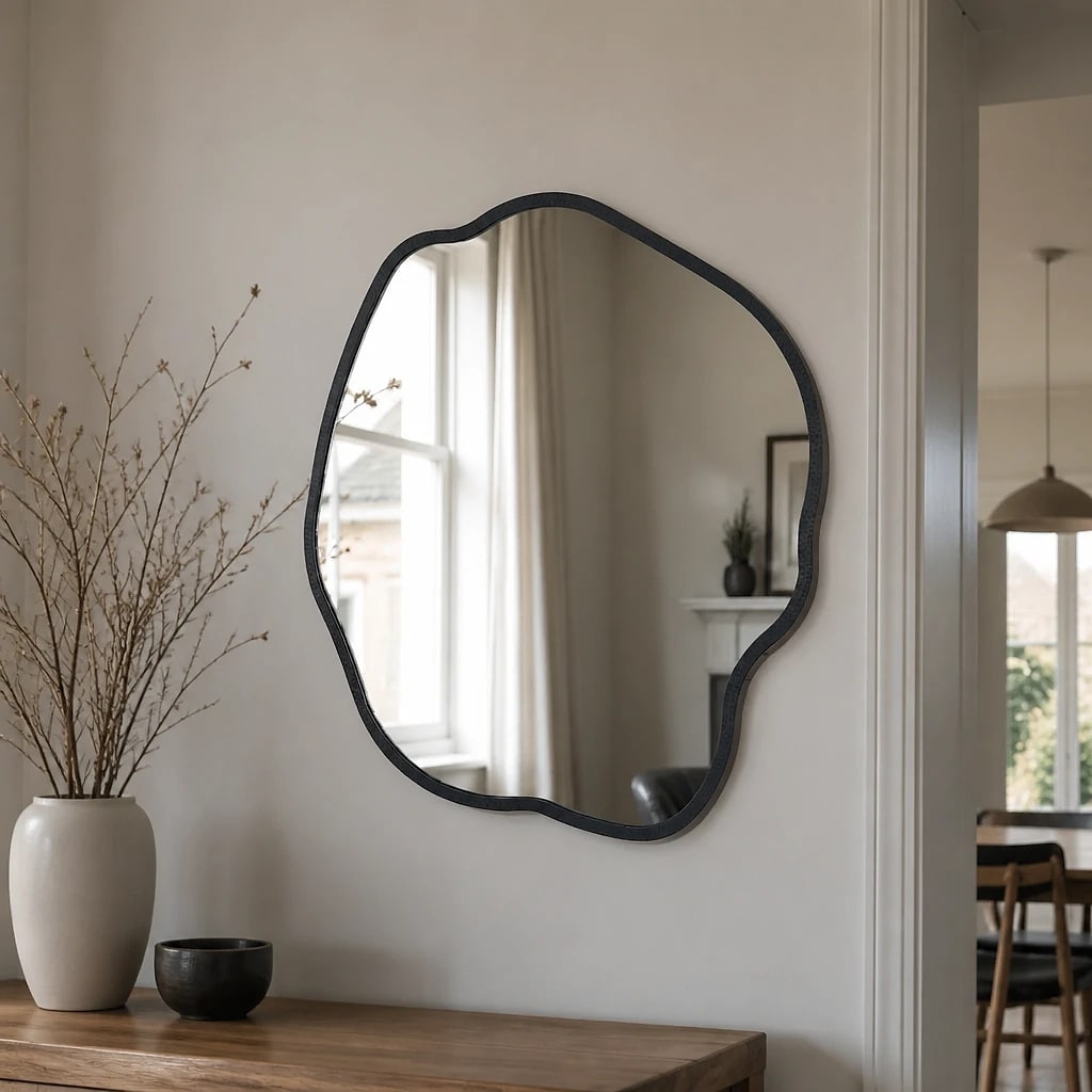 Irregular Wooden Frame Wall Mirror