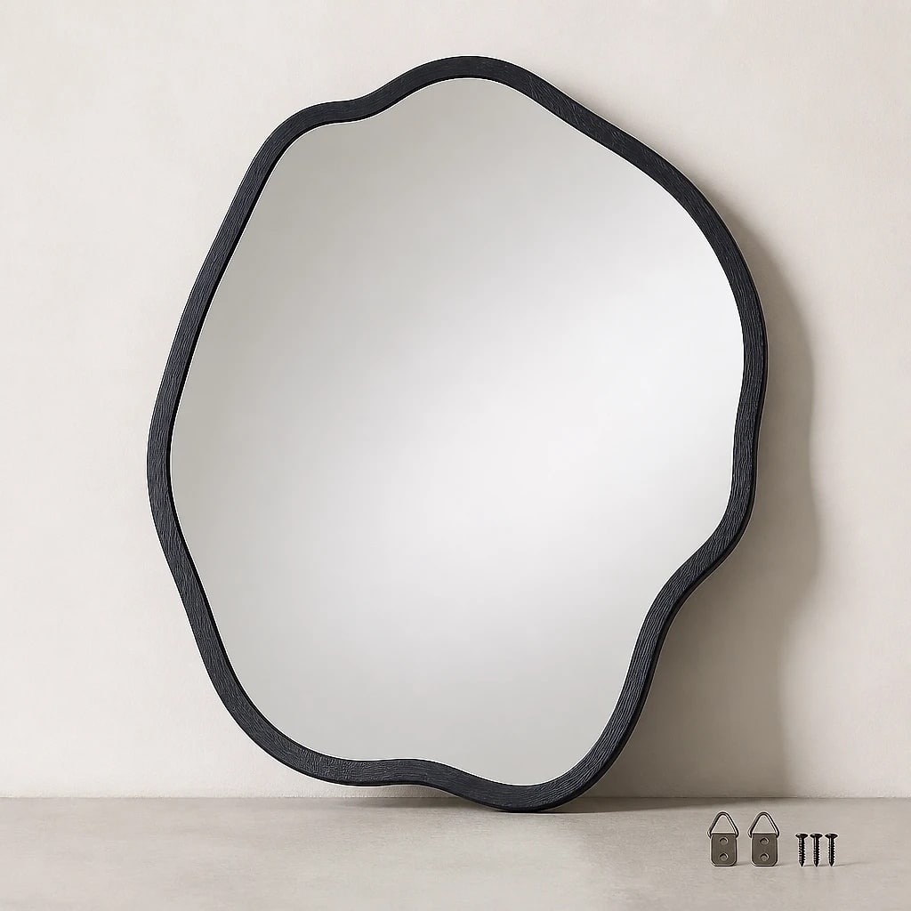 Irregular Wooden Frame Wall Mirror