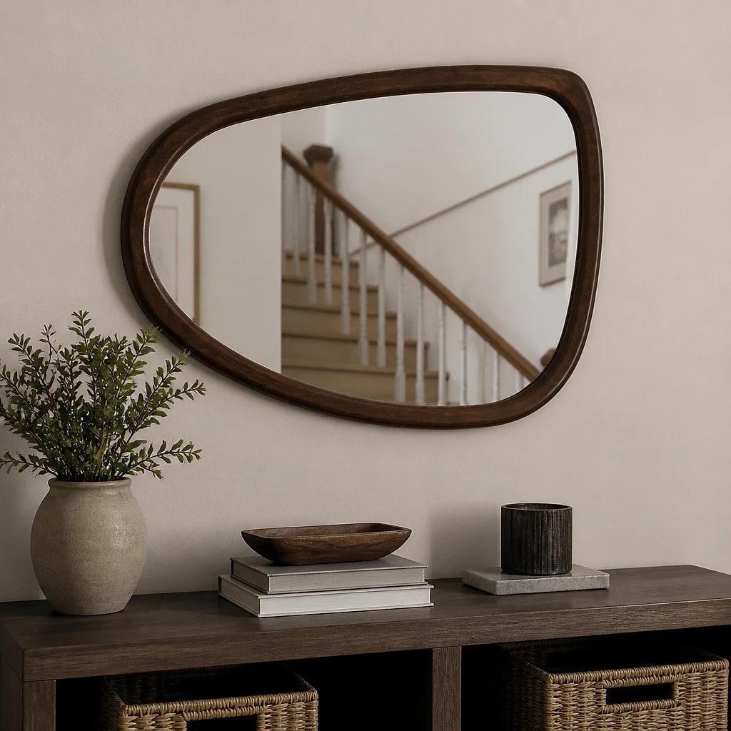 Irregular Wooden Wall Mirror