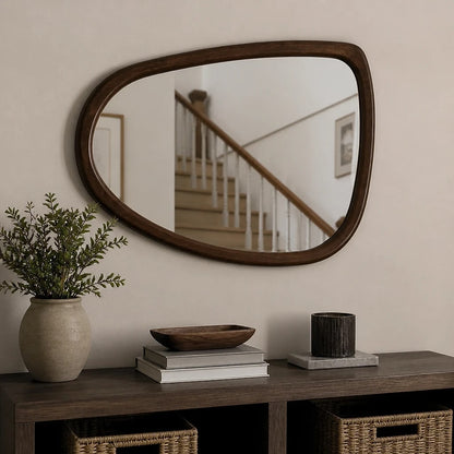 Irregular Wooden Wall Mirror
