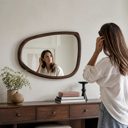 Irregular Wooden Wall Mirror