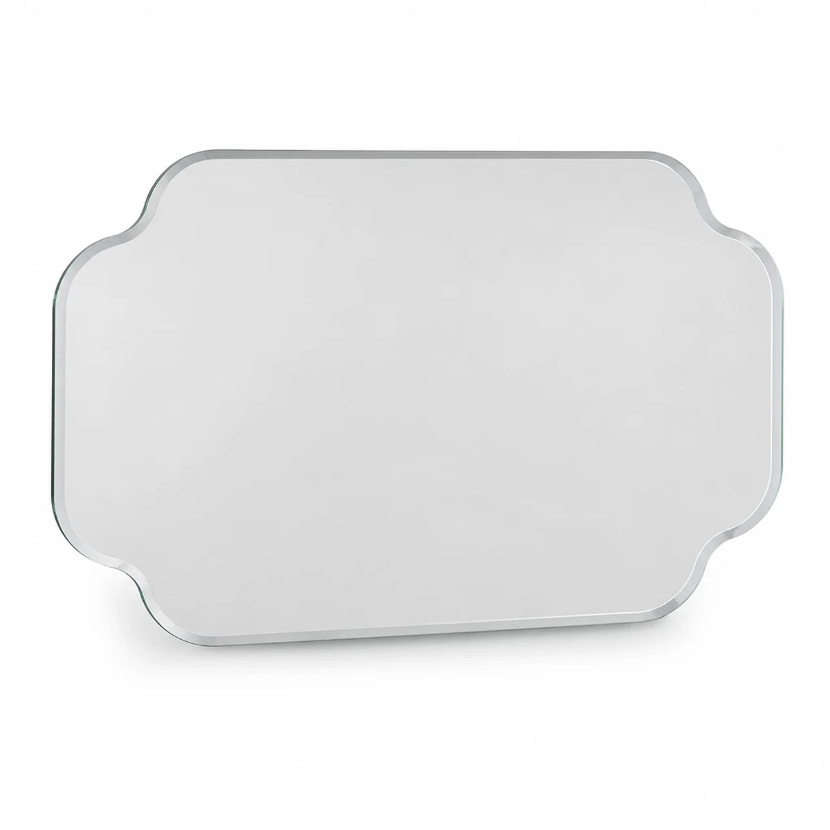 Large Scalloped Frameless Wall Mirror