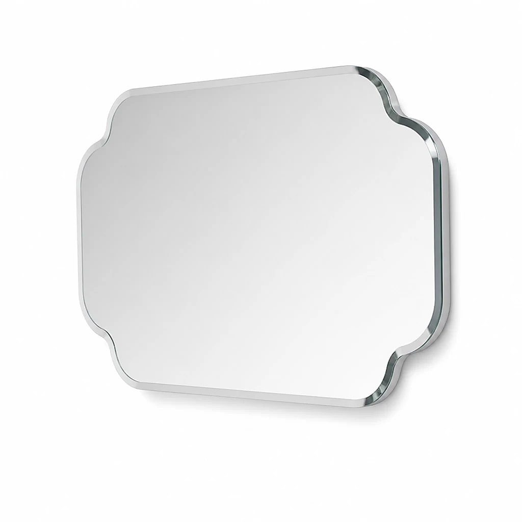 Large Scalloped Frameless Wall Mirror
