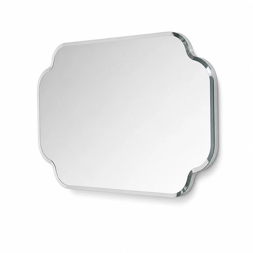 Large Scalloped Frameless Wall Mirror