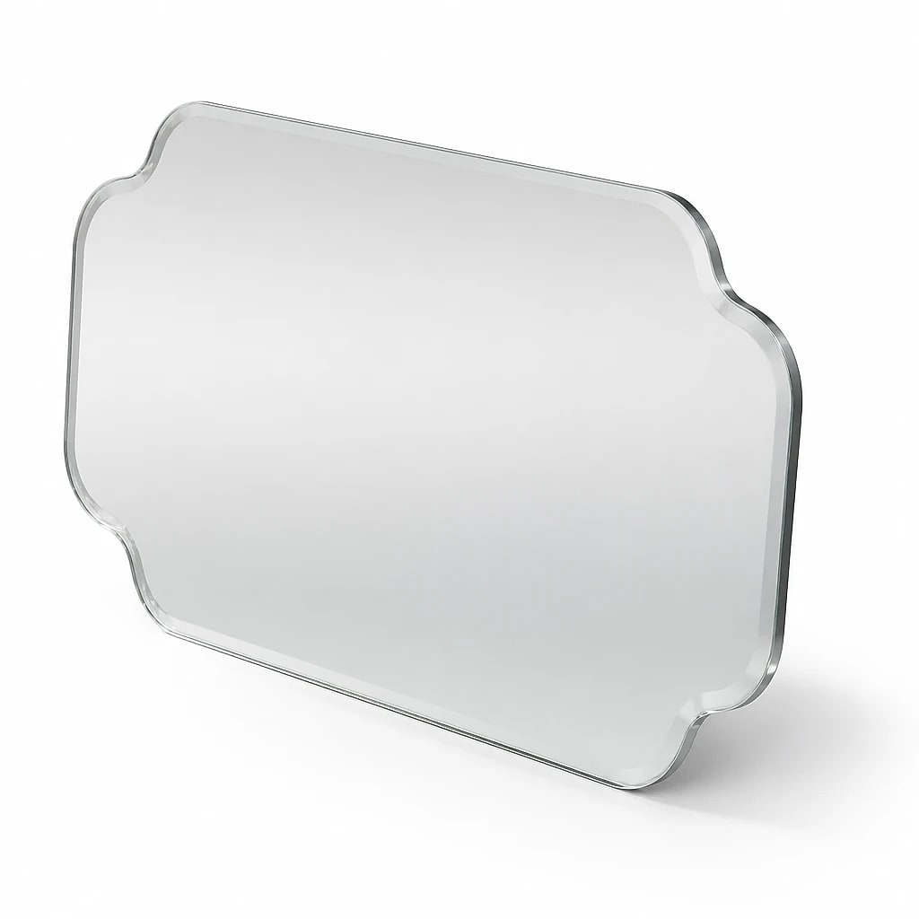 Large Scalloped Frameless Wall Mirror