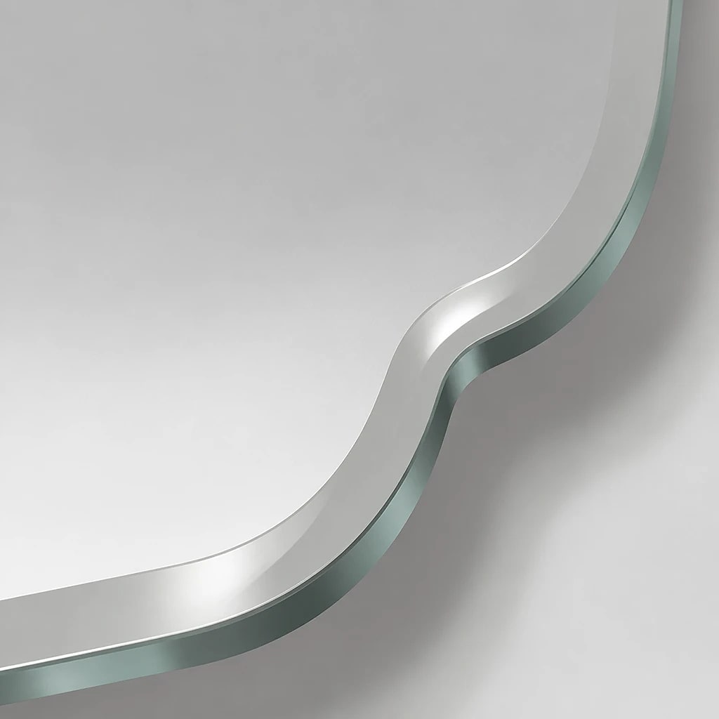 Large Scalloped Frameless Wall Mirror