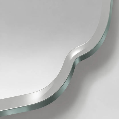 Large Scalloped Frameless Wall Mirror