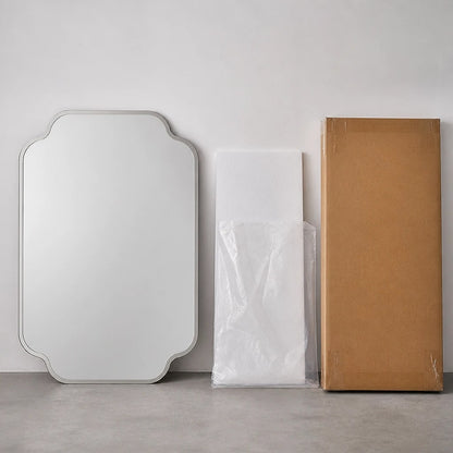 Large Scalloped Frameless Wall Mirror