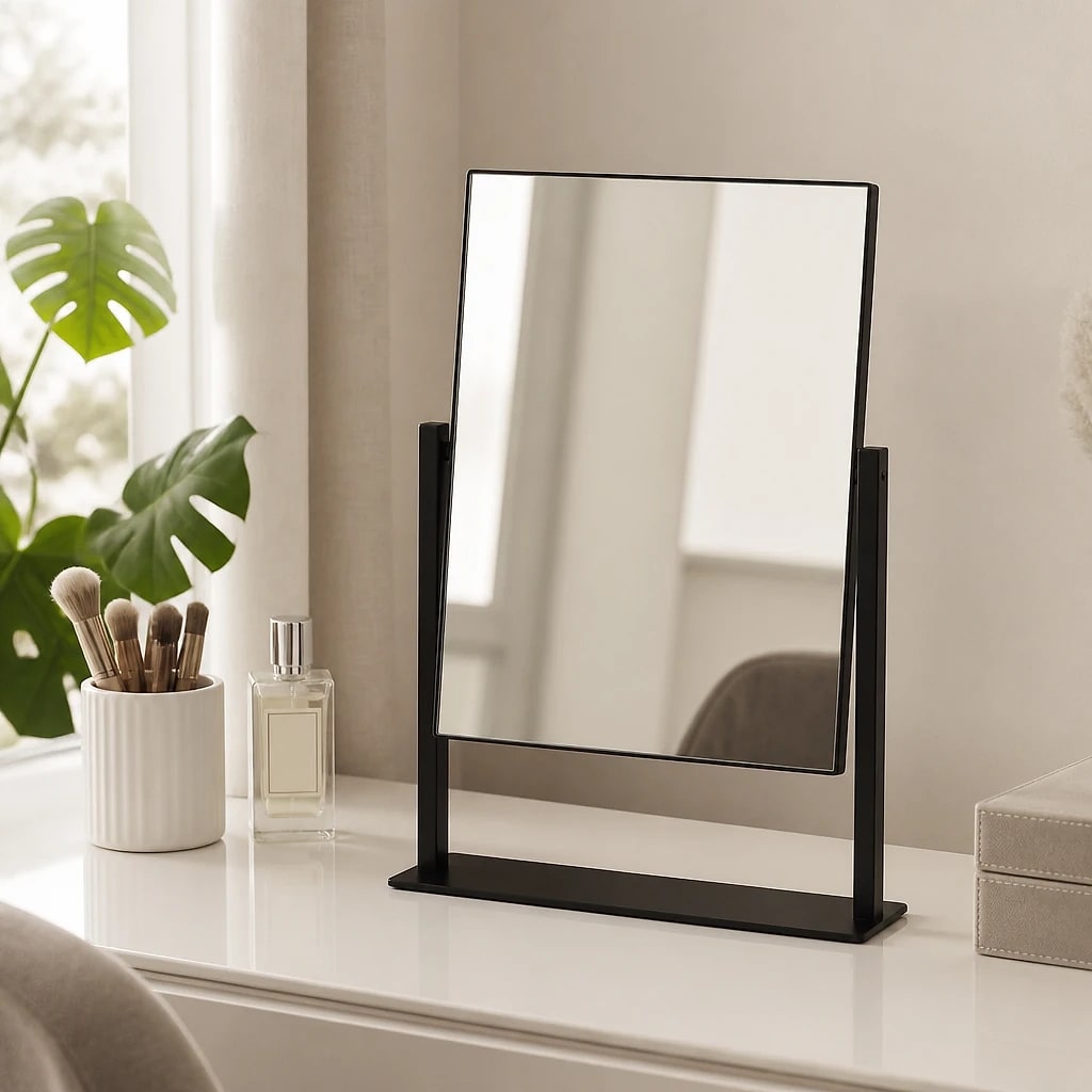Matte Black Tabletop Mirror