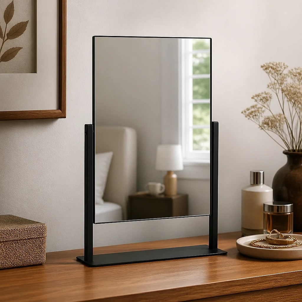 Matte Black Tabletop Mirror