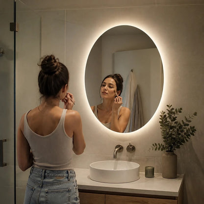 Oval LED Backlit Bathroom Mirror
