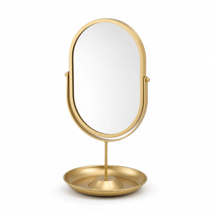 Oval Rotating Vanity Mirror Gold