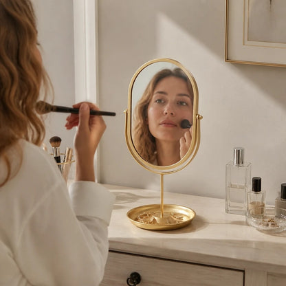 Oval Rotating Vanity Mirror Gold