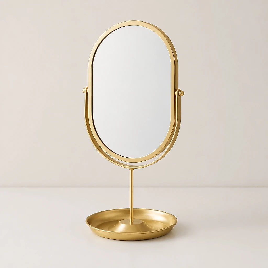 Oval Rotating Vanity Mirror Gold