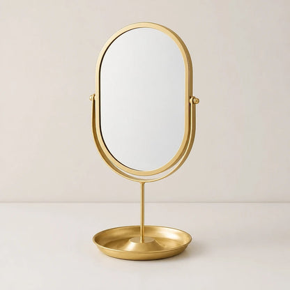 Oval Rotating Vanity Mirror Gold