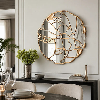 Round Gold Decorative Wall Mirror