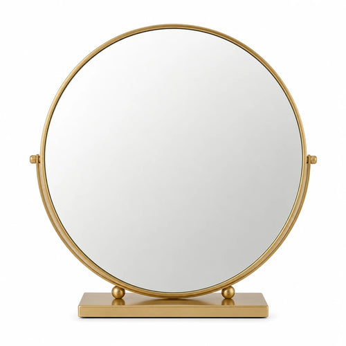 Round Gold Swivel Table Mirror