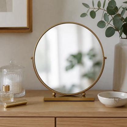 Round Gold Swivel Table Mirror