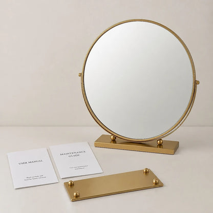 Round Gold Swivel Table Mirror