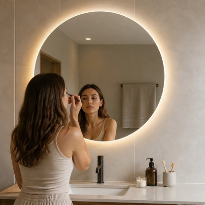 Round LED Backlit Bathroom Mirror