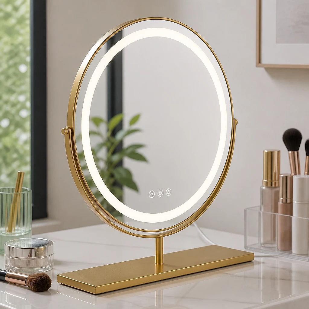 Round LED Gold Vanity Mirror