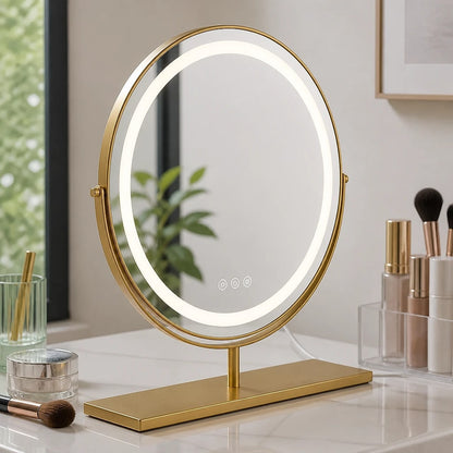 Round LED Gold Vanity Mirror