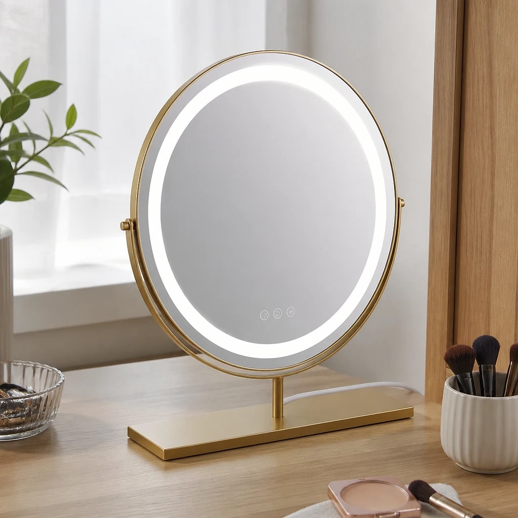 Round LED Gold Vanity Mirror