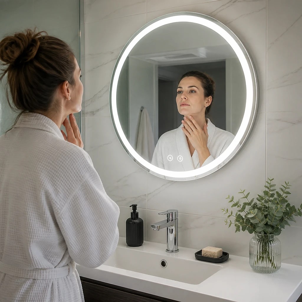 Round LED Illuminated Bathroom Mirror