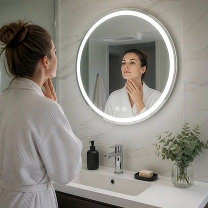 Round LED Illuminated Bathroom Mirror