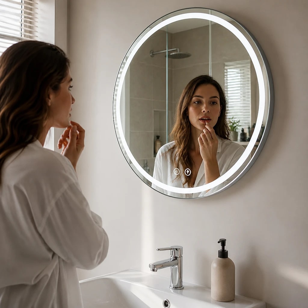 Round LED Illuminated Bathroom Mirror