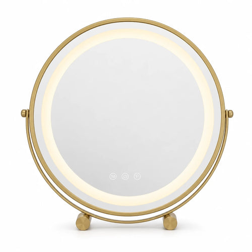 Round LED Vanity Mirror Gold