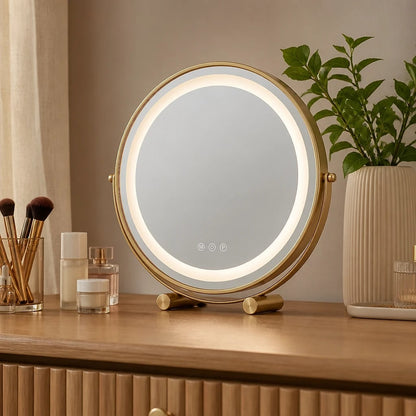 Round LED Vanity Mirror Gold