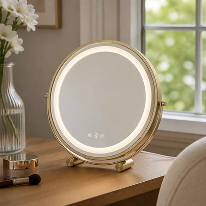 Round LED Vanity Mirror Gold