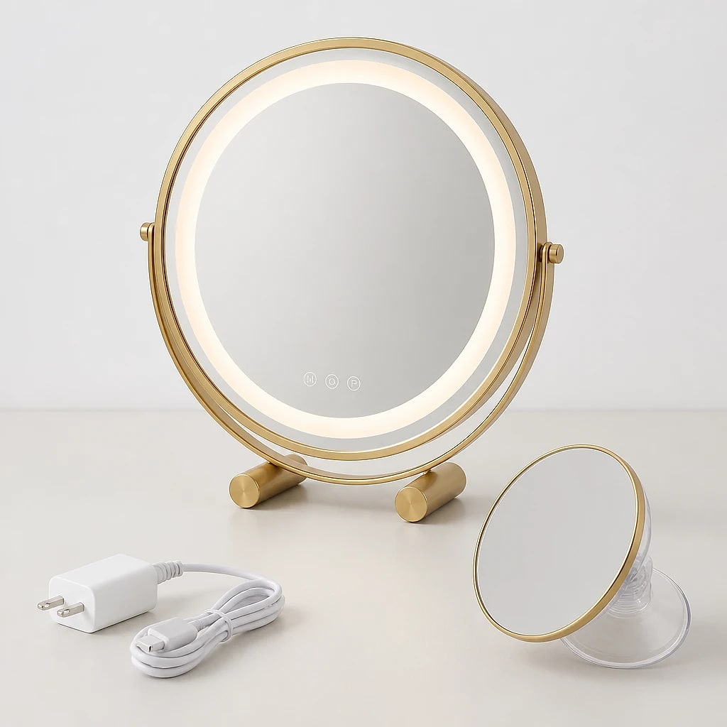 Round LED Vanity Mirror Gold