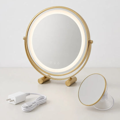 Round LED Vanity Mirror Gold
