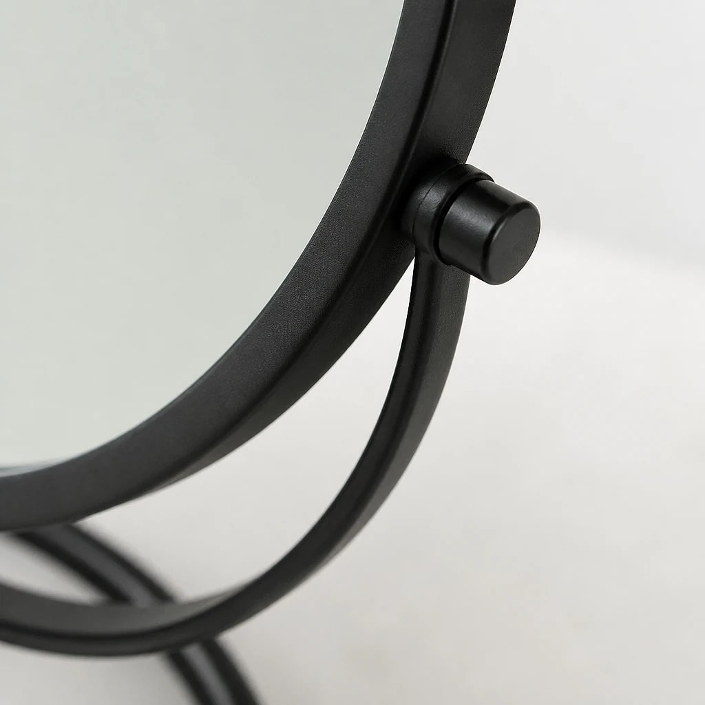 Round Matte Black Table Mirror