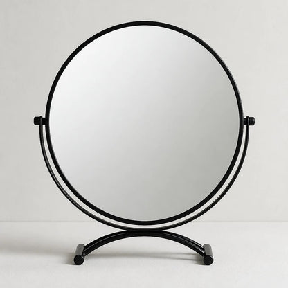 Round Matte Black Table Mirror